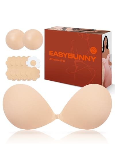 Easybunny Adhesive Strapless Bra Push Up for Women Invisible Breathable Fabric Reusable for Backless Dress & Pasties Kit - Image 1
