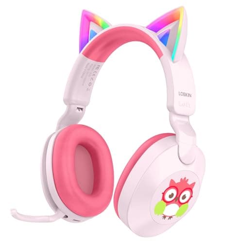 LOBKIN Kids Headphones with Microphone Bluetooth 6.0, Toddler Headphones LED Ligh Rotatable Foldable Sensitive Mic Adjustable 85/94dB Volume Limit Real-time Audio Feedback for Boys Girls Online School - Image 1