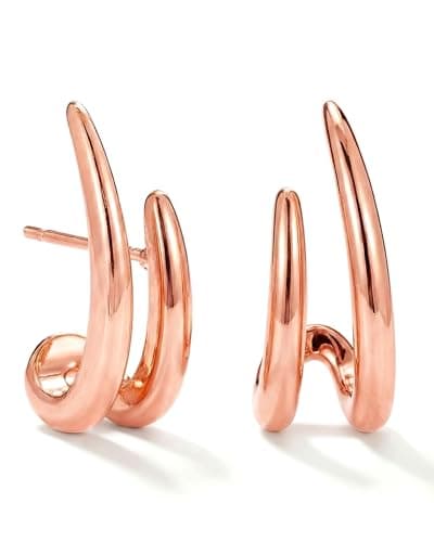 MUMREUES Rose Gold Earrings for Women Trendy 14K Rose Gold Plated Stud Earrings Dainty Minimalist Simple Hypoallergenic Earrings Jewelry Gift for Her - Image 1