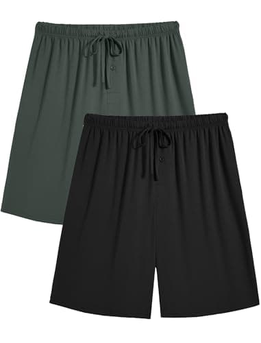 Ekouaer Mens Pajama Shorts Pj Bottoms Soft Sleep Shorts Soft Drawstring Loungewear With Pockets 2 Pack - Image 1