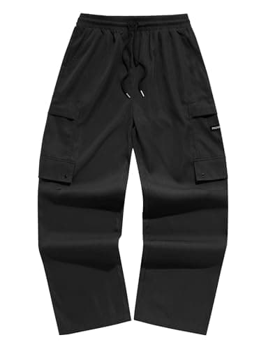 ZAFUL Men's Cargo Pants Digital Camouflage Branch Shaped Print Drawstring Waist Loose Casual Trousers with Pockets (3-Black, 2XL) - Image 1