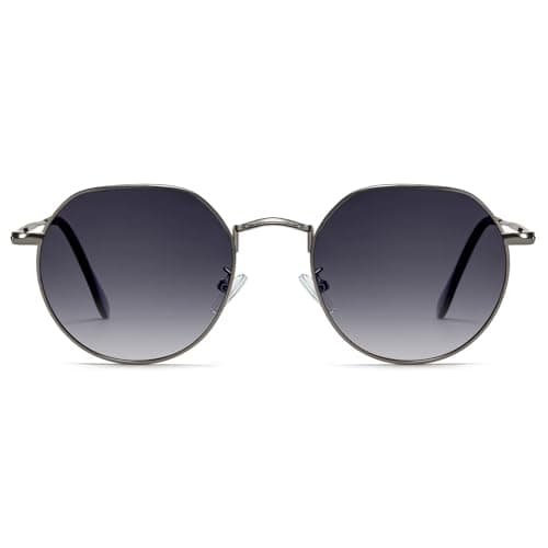 SUNGAIT Polarized Trendy Sunglasses Womens Unique Design Retro Sun Glasses for Men Vintage Classic Shades UV Protection (Gunmetal Frame/Gray Gradient Lens) - Image 1