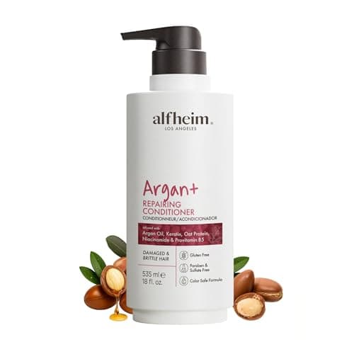 ALFHEIM Argan+ Repairing Conditioner for Dry, Damaged & Frizzy Hair with Moroccan Argan Oil, Keratin, Oat Protein – Deep Moisture, Repair, Detangling & Shine Boost – Color Safe, Sulfate Free – 18 oz - Image 1