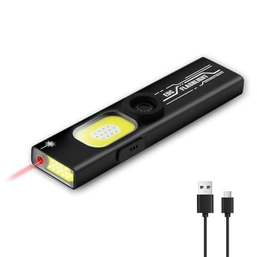 Laigaomi Small UV Rechargeable Flashlight EDC Flat Tactical Flashlights Powerful High 1000 Lumens with Magnetic and Penlight Waterproof 6 Modes for Camping Emergency Military Work Walking... (Black) - Image 1