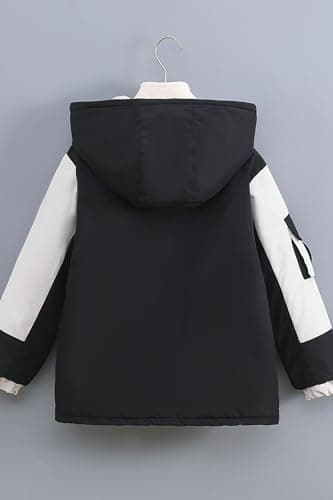 ELUCKFACE Kids Windproof 3-in-1 Winter Jacket, Hooded Water-Resistant Thick Coat with Detachable Fleece for Boys Girls Black 7-8 Years - Thumbnail 5