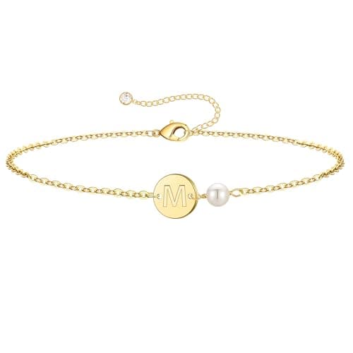 Turandoss Bracelets for Women Trendy - Dainty 14K-Gold-Plated Initial M Letter Bracelets for Women Jewelry Gifts - Image 1