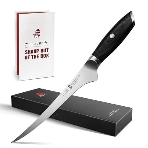 TUO Fillet Knife, 7 Inch Professional Fish Boning Knife for Trimming Meat & Poultry, Flexible Blade, High Carbon German Steel, Riveted Handle - Falcon Series - Image 1