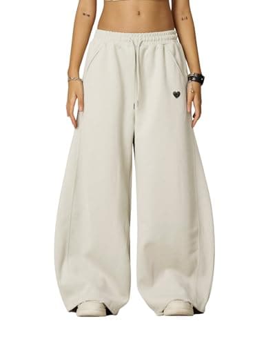Aelfric Eden Super Baggy Barrel Sweatpants Casual Wide Leg Pants Elastic Waist Lantern Trouser Unisex Light Khaki Small