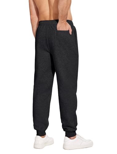 PINSPARK Men's Fleece Jogger Pants with Zipper Pockets Athletic Joggers Sweatpants Thick Cotton Casual Lounge Pants Charcoal - Thumbnail 2