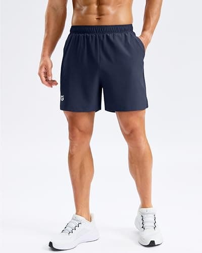 G Gradual Men's Athletic Running Shorts with Pockets Lightweight Quick Dry 5"/ 7"/ 9" Basketball Workout Gym Shorts for Men(Navy,L5_2XL) - Thumbnail 4