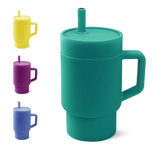 DLOCCOLD Silicone Straw Cup, Adorable Miniature Tumbler with Straw Handle, Tumbler Cup, 10oz, Easy to Clean - Image 1