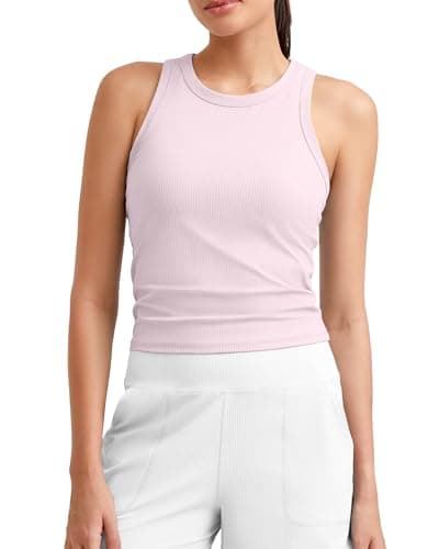 G4Free Women's Gym Tank Tops Yoga Athletic Racerback Skin Friendly Stretchy Slim Fit for Pilates Running Daily Workout (Blush,M) - Image 1