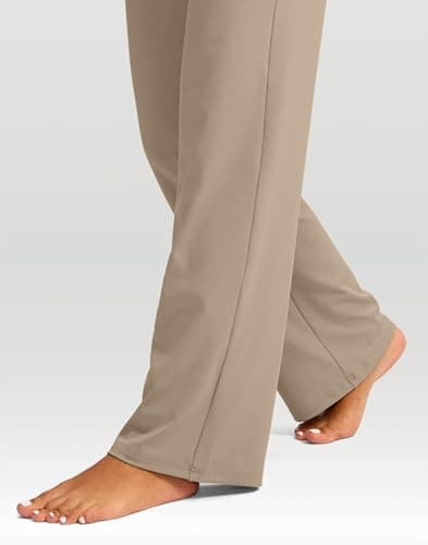 G Gradual Women's Yoga Pants Wide Leg with Pockets High Waist Stretch Loose Casual Lounge Sweatpants Petite/Regular/Tall (Khaki, Inseam 28, S) - Thumbnail 5