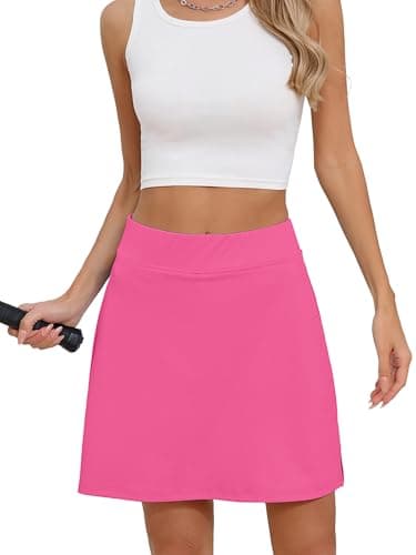 Heymoments Women Active Athletic Skirts Pink Small Lightweight Comfy Summer Workout Golf Tennis Running Hiking Cycling Skater Bike A Line Underneath Mini Skort Sport Dress - Image 1