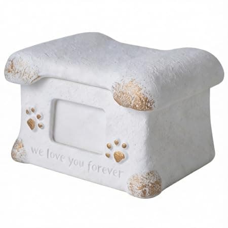 Portland Cement Pet Urn, Pet House Shape with Built-in Photo Frame, Durable Memorial for Dogs Cats, Minimalist Design for Indoor Home Display, 18.5cm/7.28"×14cm/5.51"×11.5cm/4.53" - Image 1