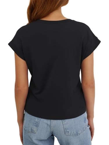 Black Tops for Women Crop Tops Cap Sleeve T Shirt Cotton Crewneck T Shirts for Women Loose Fit 2026 - Thumbnail 5