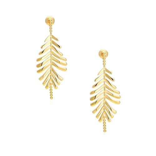 Milan Chiva Gold Danity Dangle Earrings for Women 14K 18K Plated Statement Leaves Drop Stud Trendy Jewelry MCE-1069GD - Image 1