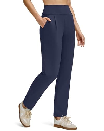 G4Free Women's Dress Pants High Waisted Business Casual Pants Comfy Office Slacks with Pockets for Lounge Travel Work (Dark Navy,S,Tall) - Image 1