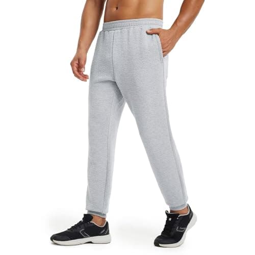 M MAELREG Mens Sweatpants with Pockets Stretch Tapered Workout Traning Track Winter Athletic Golf Joggers Pants for Men Light Grey Heather - Image 1