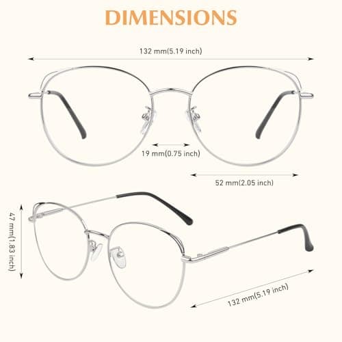 LINVO Classic Fake Glasses Women, Cat Eye Metal Clear Lens Eyeglasses with 100% UV400 Protection - Thumbnail 5