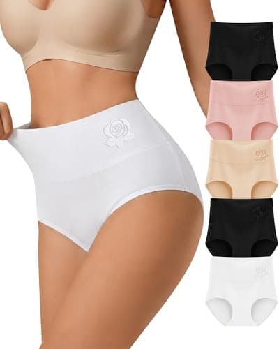 YDQ Women's Cotton Underwear High Waisted Tummy Control Top Pack Postpartum Compression Ladies Panties Post Partum Breathable Moisture Wicking (Multicolor,XL) - Image 1