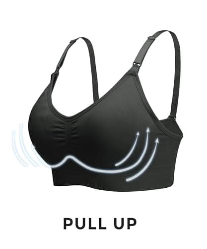 Stelle Nursing Bras Maternity Bra for Breastfeeding Pregnancy Wireless Bralette with Pads, Extenders (Black+Gray+Rose Pink,S) - Thumbnail 4