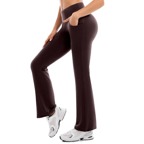 Ipletix Flare Leggings for Women-Bootcut Yoga Pants for Women High Waisted Flared Leggings Dress Pants Brown - Image 1
