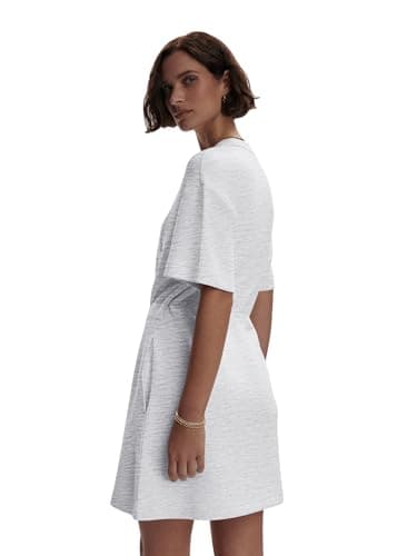 COCOMARTS Dresses for Women Summer Short Sleeve Crew Neck Sweatshirt Dress Drawstring Waist Tunic Tops Mini Vacation Sundress Gray X-Large - Thumbnail 4