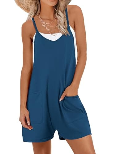 Caracilia Romper for Women Summer Casual Sleeveless Loose Overall Spaghetti Strap Shorts Jumpsuit 2026 Beach Vacation Clothes - Image 1