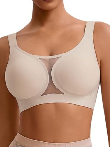 Tupirel Women's Plus Size Jelly Wireless Push Up Bra - Full Coverage T-Shirt Bralette, Comfortable Everyday Wear,Beige,4XL - Image 1
