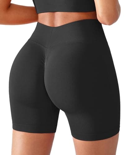 BRXL Seamless Scrunch Butt Lifting Shorts for Women V Back 5" High Waist Workout Gym Yoga BrxlGrit Impact Shorts Compression Black - Image 1