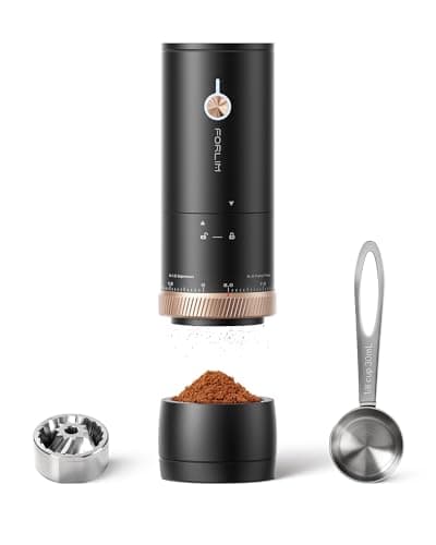 FORLIM Portable Electric Coffee Grinder, Cordless Rechargeable Coffee Bean Grinder with 80 Scale Precise Grinding Settings, Double-Click Start, 10-Blade Burr Coffee Grinders, Clog‑Protection - Image 1