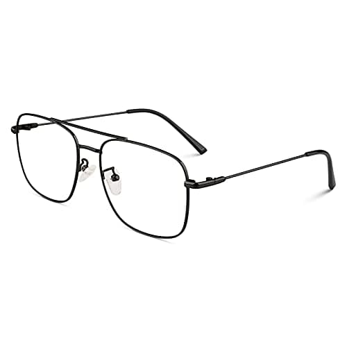 GQUEEN Fake Glasses Women Men Clear Lens Metal Frame UV400 Protection Fashion Retro Pilot Style Eyeglasses - Image 1