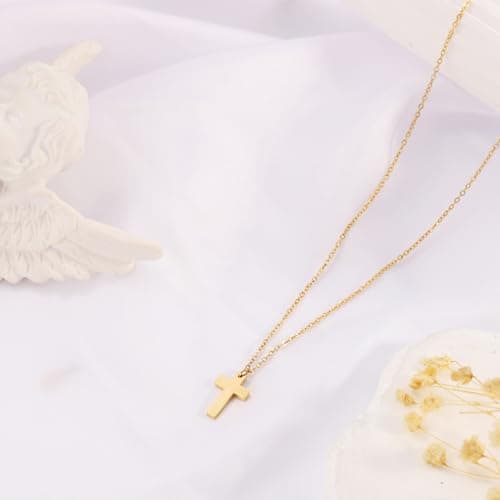JNZSSWHJJH Gold Cross Necklace for Women - 18K Gold Plated Cross Necklace Dainty Gold Necklace for Women Trendy Gold Jewelry Easter Basket Essentials Stuffers Christian Religious Christmas Gifts - Thumbnail 6