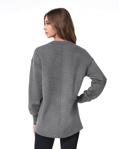 COCOMARTS Womens V Neck Sweatshirts Long Sleeve Casual Shirts Pullover Comfy Tunic Tops 2025 Fall Fashion Outfits Clothes Gray Small - Thumbnail 3