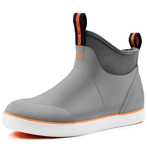 Trudave Deck Boots for Men, Waterproof Rain Boots with High Traction, Slip On Saltwater Fishing Boots Neoprene Rubber Ankle Boots for Boating Sailing - Image 1