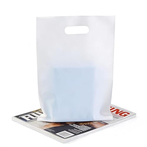 zzwjhpak 9x12 Inch White Gift Bags with Handles, 20 Pack Heavy-Duty Reusable Plastic Shopping Bags for Retail, Small Business, Party Favors & Goodie Bags - Image 1
