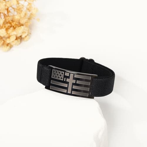 GLEZZA Serenity Prayer Bracelets for Boy Men American Flag Cross Inspirational Motivational Bracelet Bible Verse Christmas Birthday Easter Jewelry Gifts for Son Boyfriend Husband - Thumbnail 3