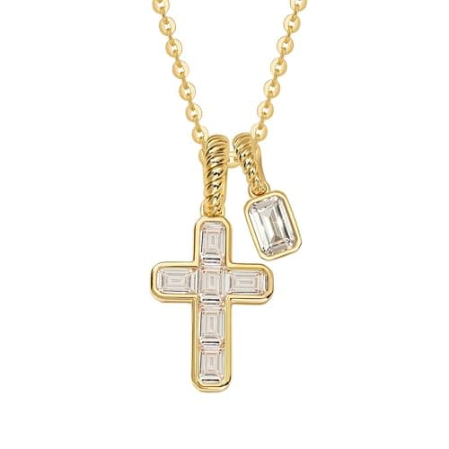 Fettero Cross Necklace for Women - 14K Gold Plated Dainty Pendant Necklaces Non-Tarnish Faith Gold Necklace for Women Trendy Christian Religious Jewelry Gift - Image 1