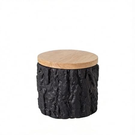 Black Tree Stump Pet Memorial Urn for Small-Medium Pets, Portland Cement Build, Sealed Wooden Lid with Silicone Gasket, Non-Slip Base, Rustic Elegant Home Decor – Secure Ash Storage - Image 1