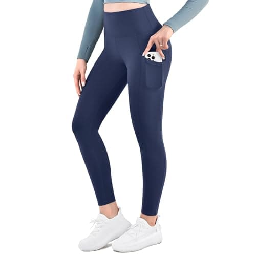 Ipletix High-Waisted Leggings for Women with Pockets Soft Yoga Pants for Gym Workout Navy SM - Image 1