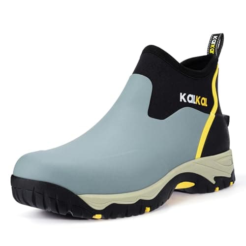 Kalkal Men's Rubber Boots, Waterproof Ankle Rain Boots, Insulated Working Booties with Comfortable Sports Sole, Outdoor Mud Boots for Yard Chore (Mineral Blue,Size8) - Image 1