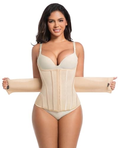 GROW LOOP Waist Trainer for Women Faja Body Shaper Tummy Control Shapewear Waist Cincher Corset, Double Belt Wrap Corset Trainer Tummy Control Shaper Beige - Image 1