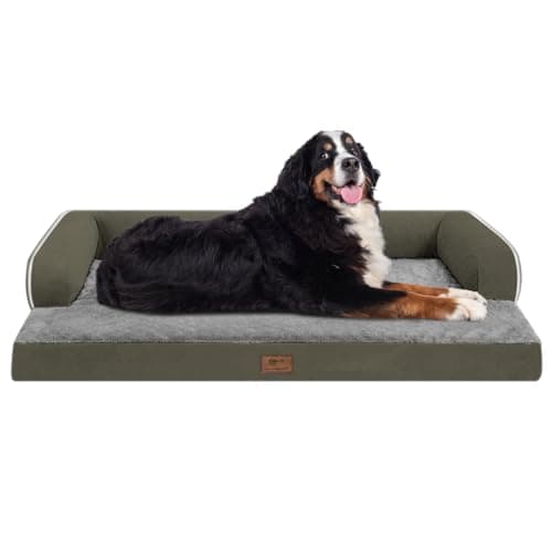 Large Dog Bed Orthopedic Washable: Orthopedic Dark Green Dog beds for XXXLarge Size Dogs, Waterproof Washable Cover with Egg Foam Removable Bolster, pet beds for Large Dogs - Image 1