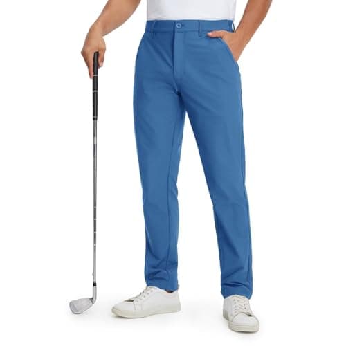 M MAELREG Men's Golf Pants Comfy Stretch Work Dress Pants 30"/32"/34" Quick Dry Casual Slacks Trousers with Pockets Colony Blue - Image 1