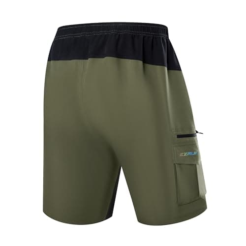 Men's Mountain Bike Shorts 3D Padded Bicycle Biking Shorts Quick Dry Lightweight MTB Cycling Shorts (Army Green, 2XL) - Thumbnail 2