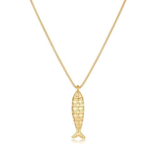 COORWEEL Fish Necklace for Women 14K Gold Plated Fish Pendant Necklace Beach Jewelry for Summer Vacation - Image 1