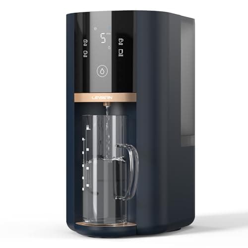 Leysern Countertop Reverse Osmosis Water Filter, 5 Stage RO Water Filtration System with UV, 4:1 Pure to Drain, Innovative 360° Swivel Base, Portable No Installation Water Purifier with Water Pitcher - Image 1