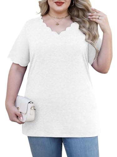 Womens Tops Summer Trendy Plus Size Clothes Fashion Clothing for Women Blouses Dressy Casual Cute White Dress Shirts Tee Oversized Tshirts Beach Vacation Travel Cruise Essentials Spring Outfits 2026 - Thumbnail 2