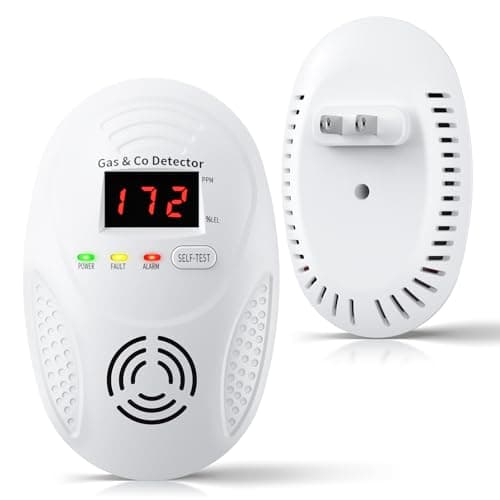 Carbon Monoxide Detectors and Natural Gas Detector, Carbon Monoxide Detectors Plug in, Gas Leak Detector with Dual Sensors - Natural, Propane, Co Leak Detection for Home, RV Essentials, White, 1Pcs